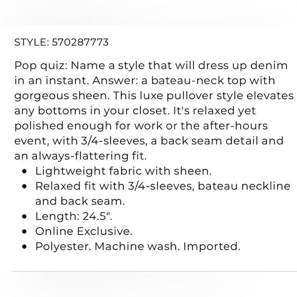 Chico’s Vibrant Pink Classic Boat Neck Pullover Top in Summerberry NEW - Picture 4 of 16